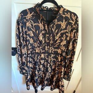 H&M Black and Gold Floral Blouse